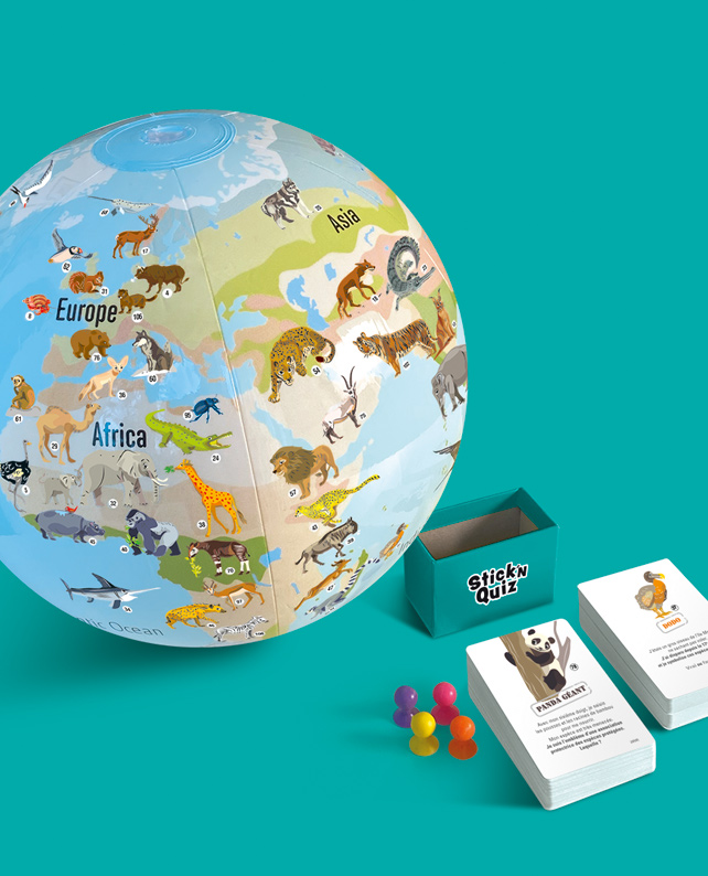 Caly Game™ - Stick'n Quiz - Animaux du monde